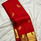 Handwoven vermillion Kanjeevaram silk saree with bird motif buttas – Idam Living