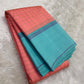 Blush Rose and Aqua Blue Kanchipuram Silk Saree – Traditional Kattam Border Detail