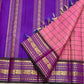 2. Pure Kanchipuram silk saree pink body with orchid purple border kanchi kattam checks draped view