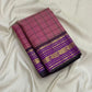 1. Pure Kanchipuram silk saree pink body with orchid purple border kanchi kattam checks folded view