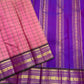 3. Pure Kanchipuram silk saree pink body with orchid purple border kanchi kattam checks border detail