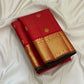 Pure Kanchipuram Silk Saree Vibrant Red with Traditional Gold Zari Border