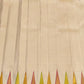 Pure silk Kanchipuram saree in ivory featuring ettukol weave with temple geometry border and gold zari pallu