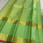 Ilai Pachai Green pure silk Kanjivaram Varisaipet saree with antique-gold traditional zari border.