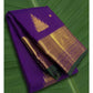 Imperial violet Kanchipuram silk saree with intricate thazampoo reku and traditional zari border