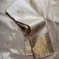 Ivory Pearl Handwoven Pure Silk Kanchipuram Butta Saree with Gold Border – view 3