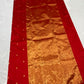 True Red Pure Silk Chanderi Saree with Floral Butta and Traditional Zari