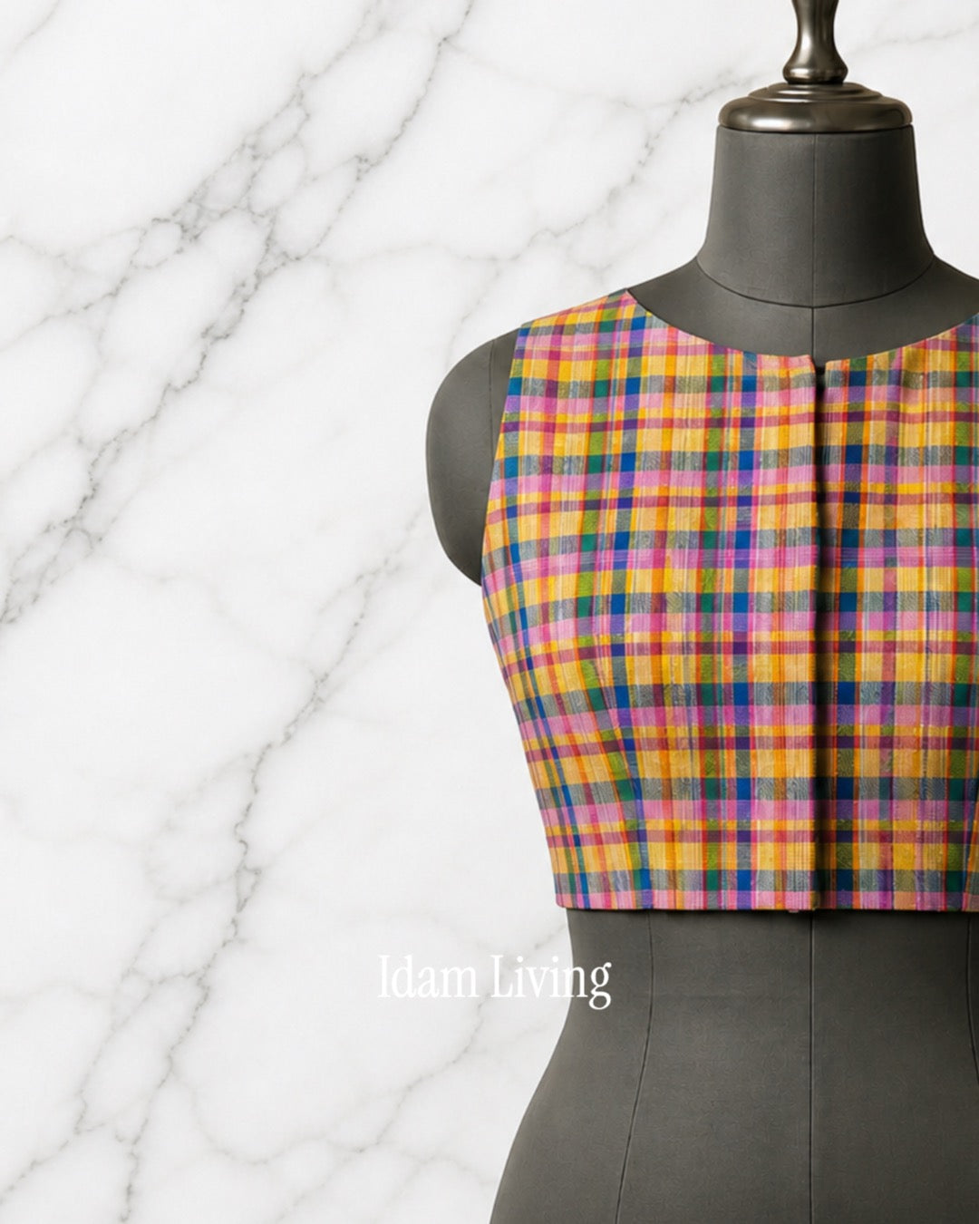 Custom Made Multicolor Checks pure Handwoven  cotton Blouse (Made to Measure)
