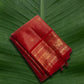 deep red Kanchipuram silk saree with v weave folded view