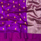 Orchid purple Chanderi Pattu Silk saree with golden saffron and ivory floral motifs and shimmering silvery-lilac pallu.
