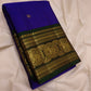Contrast border and pallu view of handwoven Pure Silk Kanchipuram saree