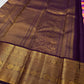 Purple border with antique-gold floral woven decorations | Kanjeevaram pure silk saree.