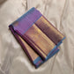 Iridescent Lavender Blue pure silk Kancheepuram saree, Butta weave with Antique Gold Zari border — full drape view