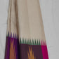 Ivory beige handwoven Pure Silk Kanjeevaram saree with aubergine Ettukol border