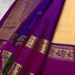Ivory beige Kanjivaram saree with raspberry pink border — pure silk Kanchipuram — Idam Living