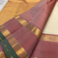 Kanchipattu silk saree in ivory cream with dusty rose border Korvai Rettapet weave traditional zari detail