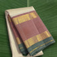 Kanchipuram silk saree in ivory cream with dusty rose border Korvai Rettapet weave folded view