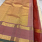 Kanchipattu silk saree in ivory cream with dusty rose border Korvai Rettapet weave traditional zari detail