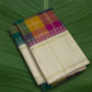 Ivory cream Kanchipuram silk saree with multi tone kanchi kattam checks folded view