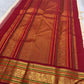 Warm Ivory Handwoven Pure Silk Kanchipuram Saree with Deep Crimson Varisaipet Border