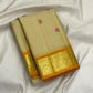 Ivory Gandaberunda Yazhi Butta Kanjivaram saree full view