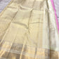 Rose Pink Korvai saree with delicate gold buttas and luminous ivory border