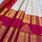 Ivory pure silk Kanjivaram saree — gold checks