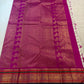 Ivory and Gold Handwoven Pure Silk Kanchipuram Saree with Magenta Varisaipet Border