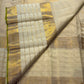 Ivory Handwoven Pure Silk Kancheepuram Zari Kattam Saree with Fresh Green Selvedge