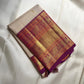 Ivory Kanchipuram silk saree with broad amethyst purple border and antique gold zari