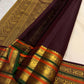 Kanjeevaram pure silk varisaipet saree in ivory with richly woven traditional pallu