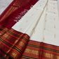 Handwoven ivory Varisaipet Kanjivaram silk saree, full drape