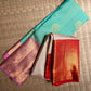 Ivory Handwoven Pure Silk Kancheepuram Korvai Saree with Pillar-Box Red Gold Zari Border