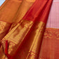 Ivory Handwoven Pure Silk Kancheepuram Korvai Saree with Pillar-Box Red Gold Zari Border