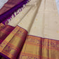 Kancheepuram handwoven korvai saree in ivory, woven for Idam Living in Kunnam village