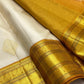 Venpattu Ivory Pure Silk Kanchipuram Butta Saree with Manjal Gold Pettu