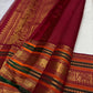 Ivory Kanjivaram Varisaipet saree, vermilion red border with elephant motifs detail