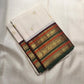 Ivory Kanchipuram silk saree with detailed ornate border bands in zari and silk thread