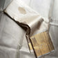 Ivory Handwoven Pure Silk Kanjivaram Saree with Gold Zari Buttas and Ornate Border – front full drape view