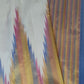 Ivory Kanjeevaram silk saree, multicolour temple Korvai border detail