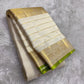 Ivory and Lime Green Handwoven Pure Silk Kanjipuram Saree with Vanasringaram Floral Border