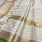 Ivory and Lime Green Handwoven Pure Silk Kanjipuram Saree with Vanasringaram Floral Border