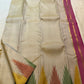 Ivory saree with Magenta border Ettukol Kanchipuram