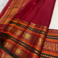 Ivory and Maroon Handwoven Pure Silk Kanjipuram Saree with Maanga Butta and Varisaipet Mubbagam Border