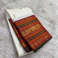 Ivory and Maroon Handwoven Pure Silk Kanjipuram Saree with Maanga Butta and Varisaipet Mubbagam Border