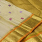 Ivory multicolour Butta Kanjivaram silk saree