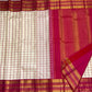 Ivory pink pure silk Kanchi Kattam Kanchipuram saree, styled view