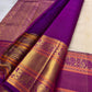 Kanjivaram korvai saree in ivory with delicate Mayil Chakram buttas
