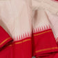 Ivory and Red Handwoven Pure Silk Kanjipuram Saree with Kanchi Kattam Checks and Red Border