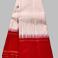 Ivory and Red Handwoven Pure Silk Kanjipuram Saree with Kanchi Kattam Checks and Red Border
